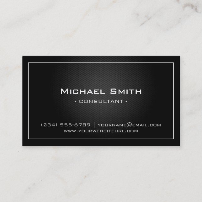 Simple Professional Black Metallic Modern Look Business Card (Front)