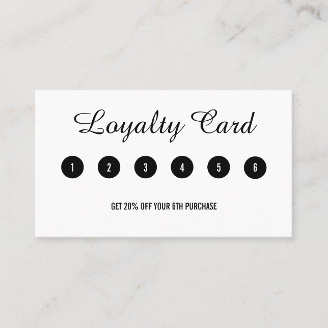 Simple Professional Black White Loyalty Card (Front)