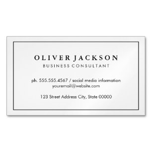 Simple Professional Black White Minimalist Magnetic Business Card