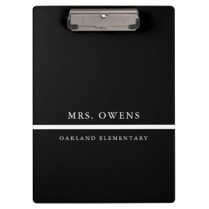 Simple Professional Black & White Teacher Gift Clipboard