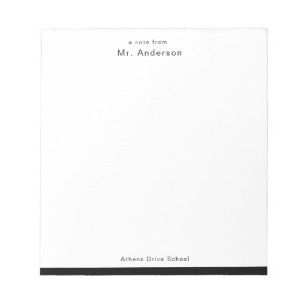 Simple Professional Black & White Teachers Notepad