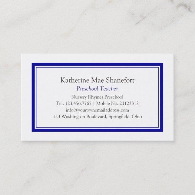 Simple Professional Blue Business Card (Front)