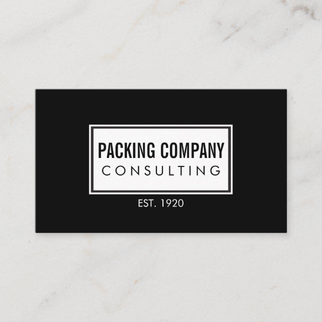 Simple Professional / Border Embellished / Black Business Card (Front)