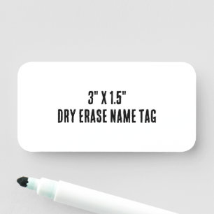 Simple Professional Business 3" x 1.5" Dry Erase Name Tag