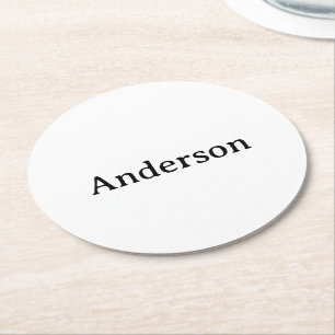 Simple Professional Business 4" x 4" Round Paper Coaster