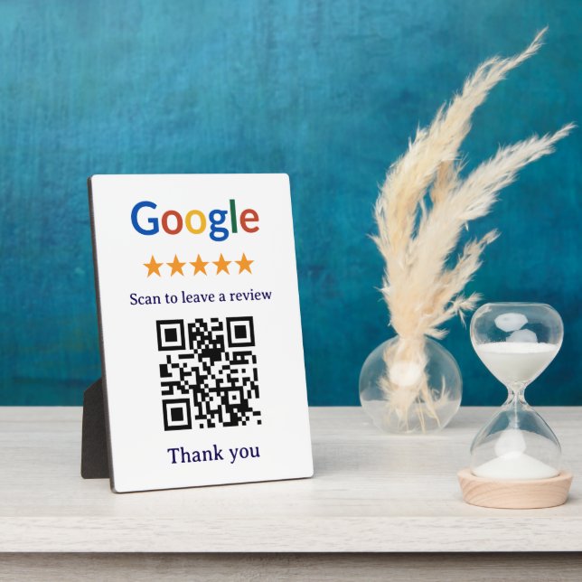 Simple Professional Business Google Review QR Code Plaque (Side)