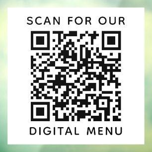 Simple Professional Business QR Code Digital Menu Window Cling