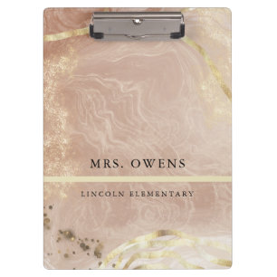 Simple Professional Chic Marble Pattern Teacher Clipboard