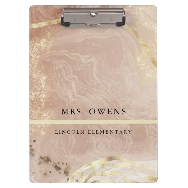 Simple Professional Chic Marble Pattern Teacher Clipboard (Front)