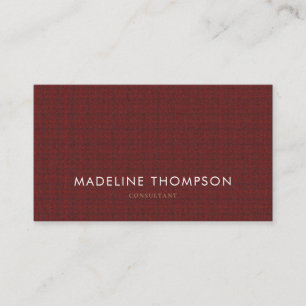 Simple Professional Cotton knit tweed Maroon Business Card