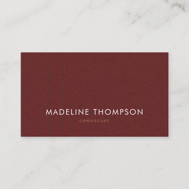 Simple Professional Cotton knit tweed Maroon Business Card (Front)