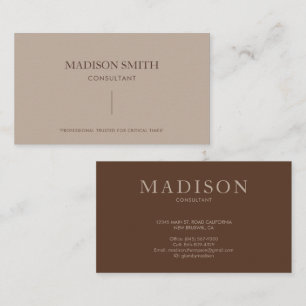 Simple Professional Cream Beige and Brown Business Card