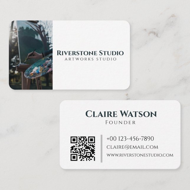 Simple Professional Creative Dark Green Elegant Business Card (Front/Back)