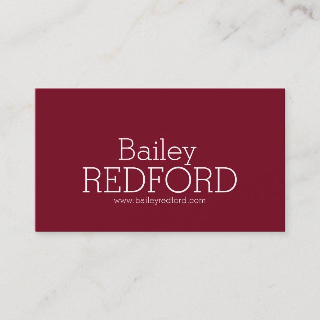 Simple professional dark red white business cards (Front)