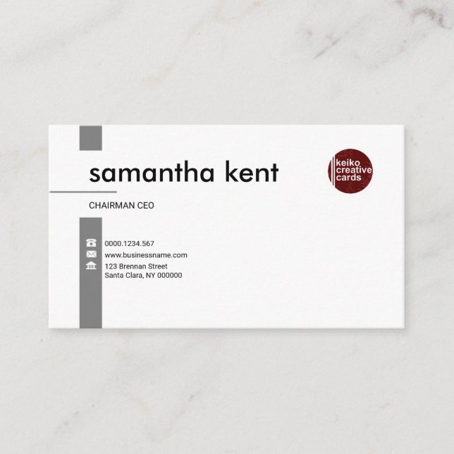Simple Professional Exquisite White CEO Business Card (Front)