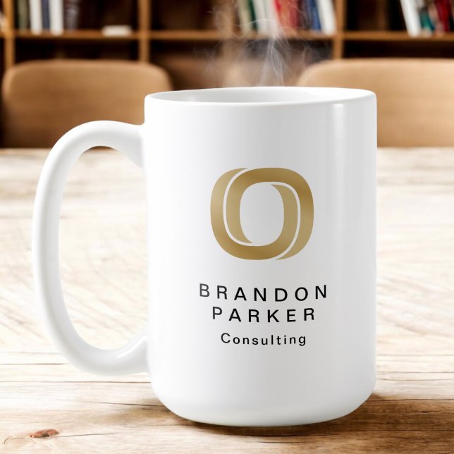 Simple Professional Gold Business Logo and Name Coffee Mug (Creator Uploaded)
