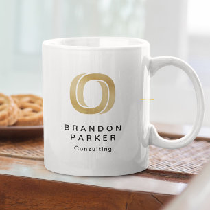 Simple Professional Gold Business Logo and Name Large Coffee Mug
