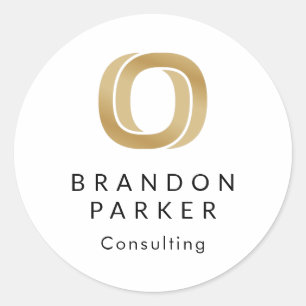Simple Professional Gold Logo on Black Classic Round Sticker