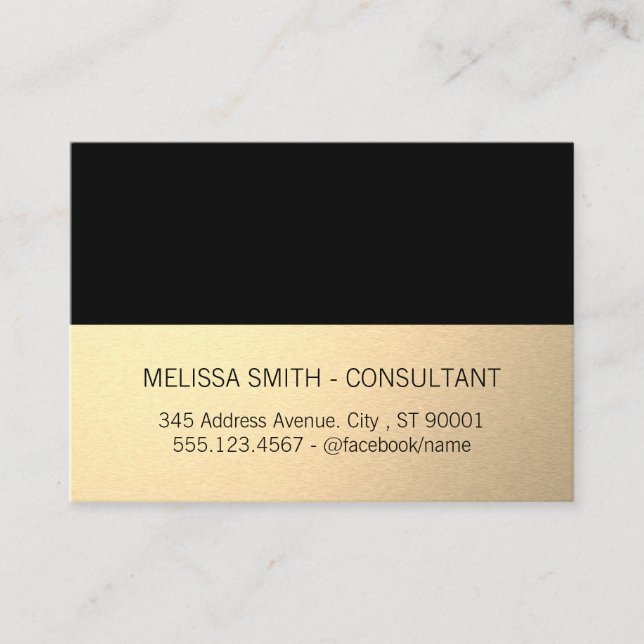 Simple Professional Gold Lux Black Business Card (Front)