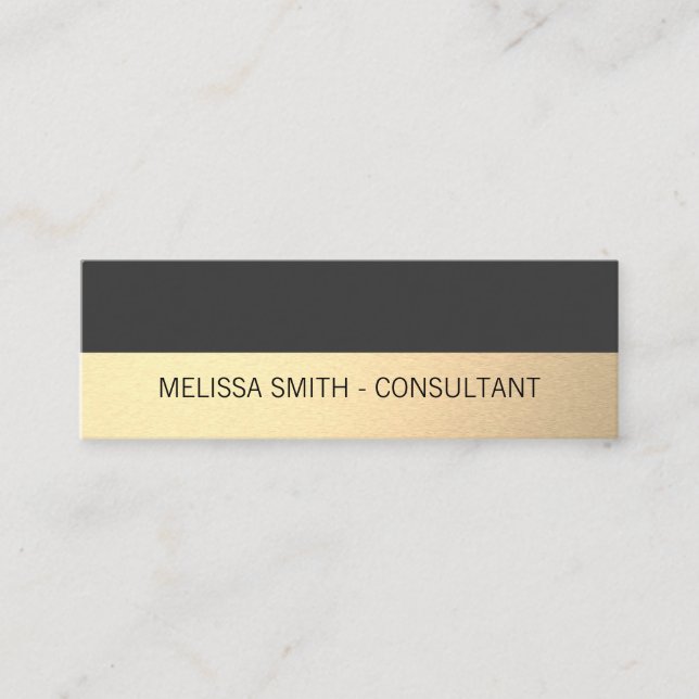 Simple Professional Gold Lux Grey Mini Business Card (Front)