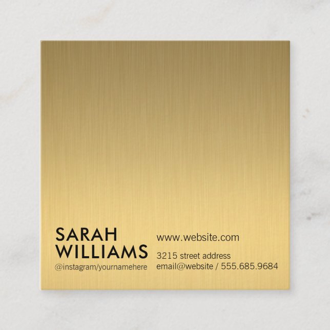 Simple Professional Gold Metallic Square Business Card (Front)