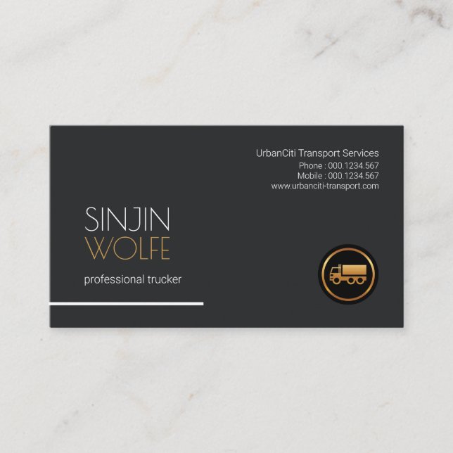 Simple Professional Grey Elegance Transportation Business Card (Front)