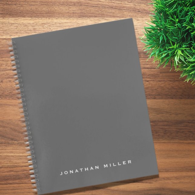 Simple Professional Grey & White Custom Name Notebook (Creator Uploaded)