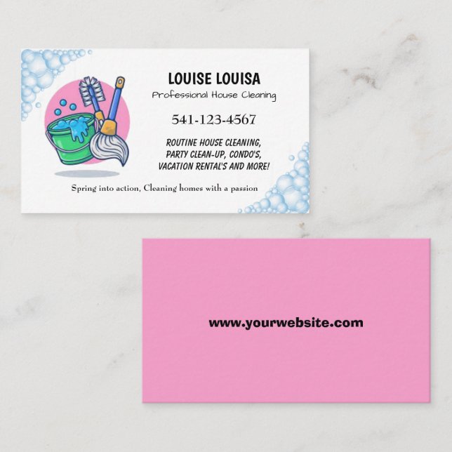 Simple Professional House Cleaning Business Card (Front/Back)