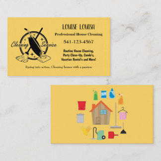 Simple Professional House Cleaning Business Cards