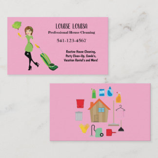 Simple Professional House Cleaning Business Cards