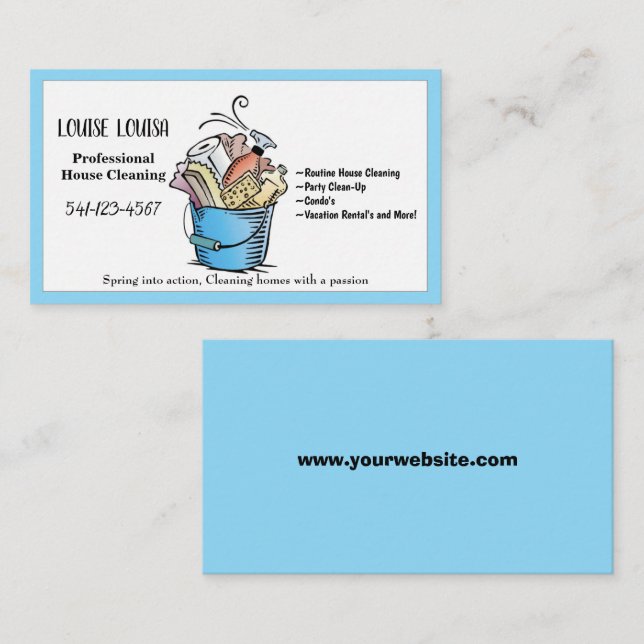 Simple Professional House Cleaning Business Cards (Front/Back)