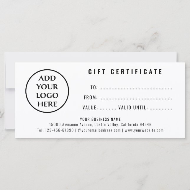 Simple Professional Logo Boutique Gift Certificate (Front)