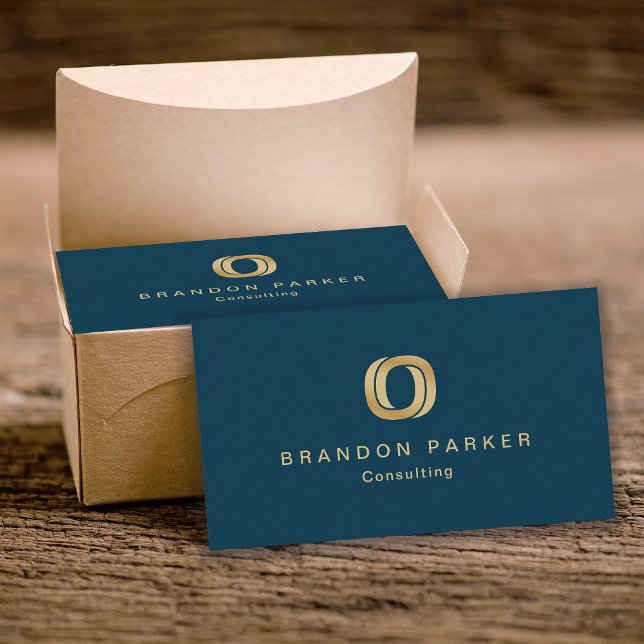 Simple Professional Logo on Navy Blue Business Card (Creator Uploaded)