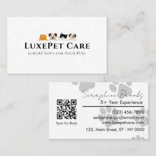 Simple Professional Love Pet Care Modern Charming Business Card