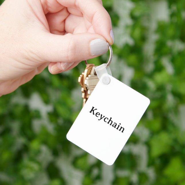 Simple Professional Metal Rectangle 1.6" x 2.25" Key Ring (Hand)
