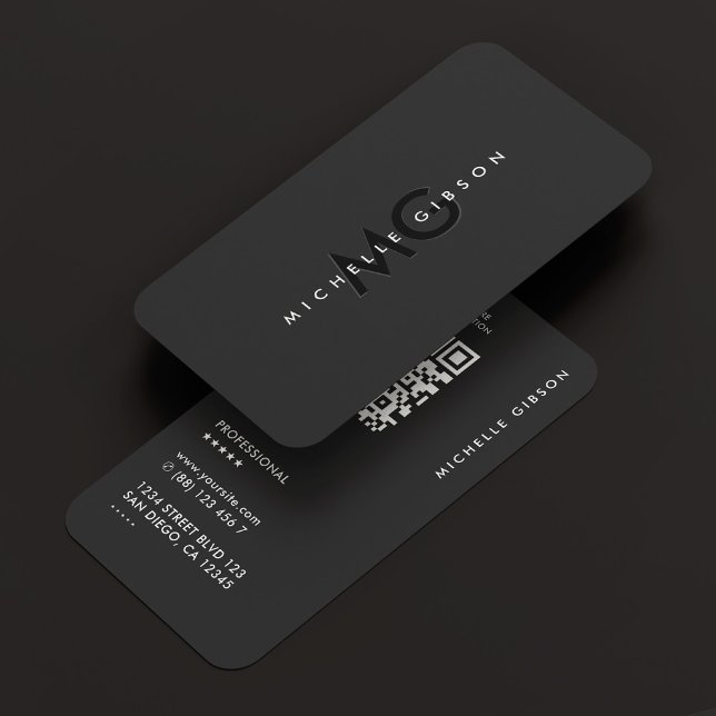 Simple Professional Minimal Modern Black Initials  Business Card (Simple Professional Minimal Modern Black Initials Business Card
)