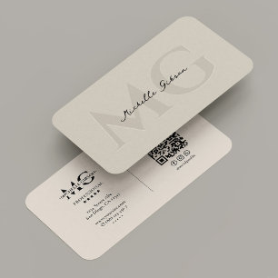 Simple Professional Minimal Monogram Sand Initials Business Card