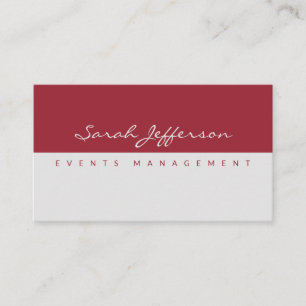 Simple Professional Minimalist Deep Red Grey Business Card