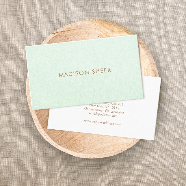 Simple Professional Mint Green  Business Card (Creator Uploaded)
