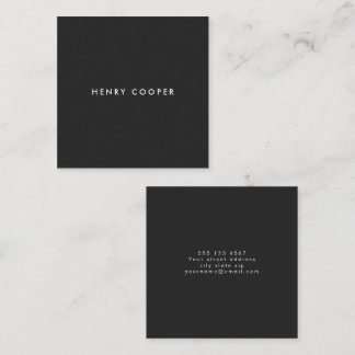 Simple Professional Modern Black Square Business Card