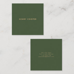 Simple Professional Modern Dark Green Square Business Card