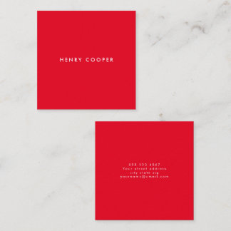 Simple Professional Modern Red Square Business Card