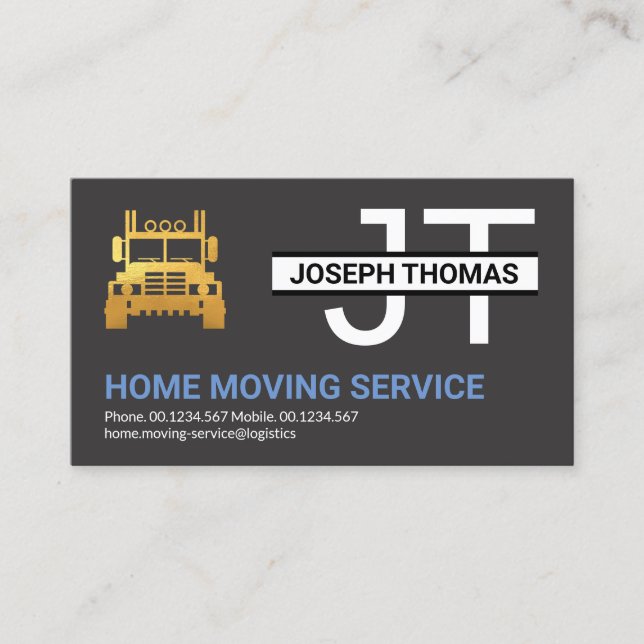Simple Professional Monogram Freight Movers Business Card (Front)
