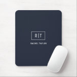 Simple Professional Monogram Navy White Border Mouse Mat<br><div class="desc">Stylish two initial monogram in navy blue and white border with additional text template for adding a name,  profession,  slogan or any other wording.</div>