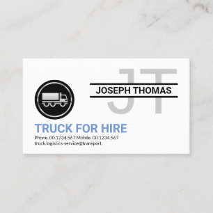 Simple Professional Monogram Silver Truck Business Card