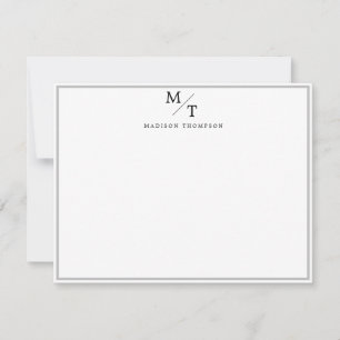 Simple Professional Monogram with grey border Card