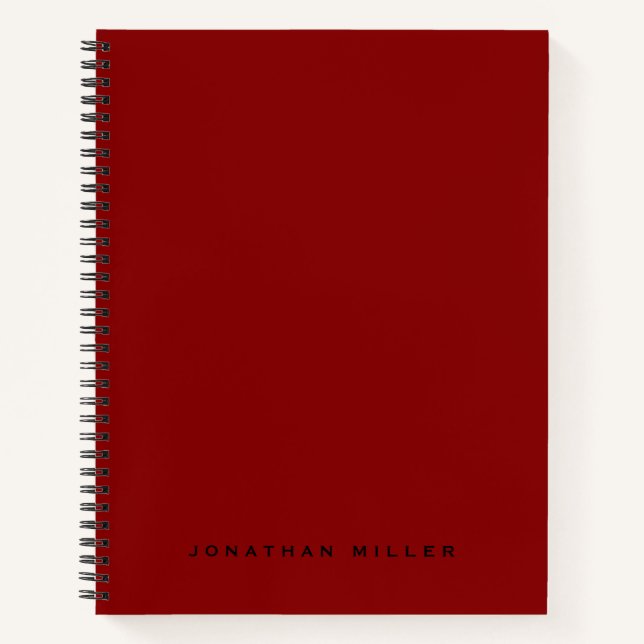 Simple Professional Monogrammed Name | Red Notebook (Front)