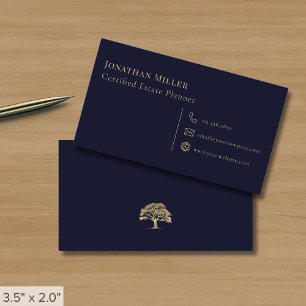 Simple Professional Navy Blue Gold Business Card