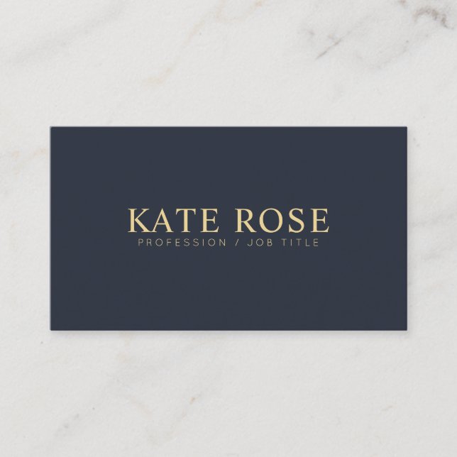 Simple Professional Navy Blue Modern Business Card (Front)