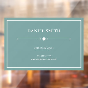 Simple Professional Office White Frame Teal Green Window Cling